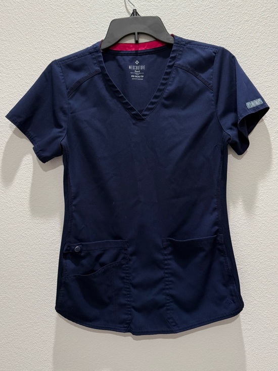 Med Couture Tops - Touch 3-Pocket STRETCH Rib-Knit Side Panels Shirttail V- Neck Scrub Top
